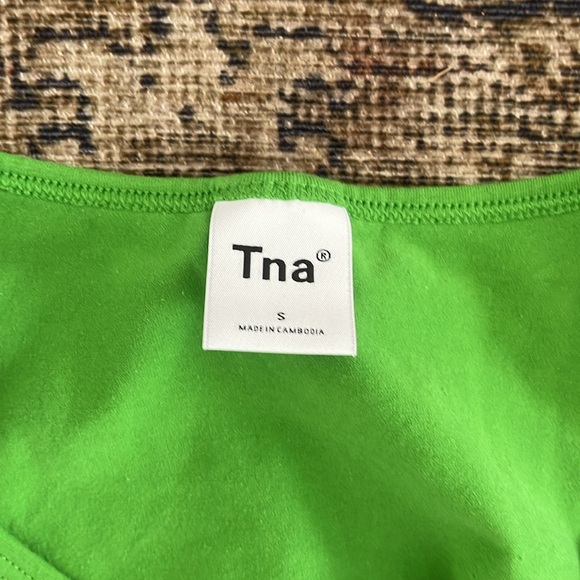 Aritzia Tna Green Tank Dress Small Sleeveless Stretch Ruched - Picture 2 of 7